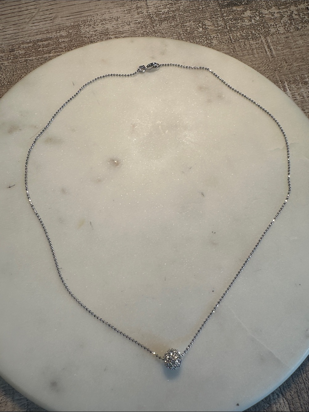 Dessy Collection Silver Pavé Sphere Necklace - Silver